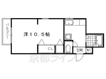 叡山電鉄 一乗寺駅 徒歩2分 4階建 築35年(1K/3階)の間取り写真