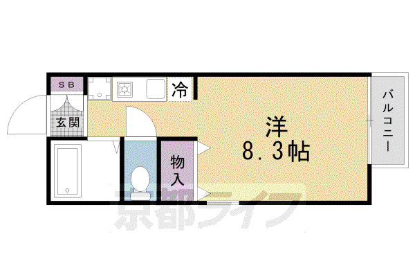 京都市烏丸線 北山駅(京都) 徒歩12分 2階建 築30年(1K/1階)の間取り写真