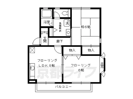 ハイカムール西賀茂(2LDK/1階)の間取り写真