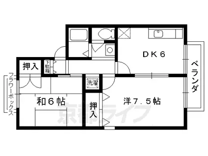 京都市烏丸線 北大路駅 徒歩47分 2階建 築32年(2DK/2階)の間取り写真