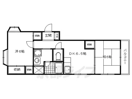 叡山電鉄 八幡前駅(京都) 徒歩6分 2階建 築35年(2DK/2階)の間取り写真