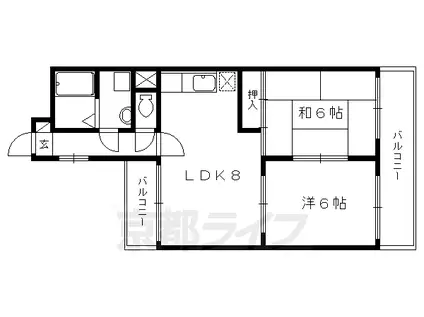 カーサ藤木(2LDK/3階)の間取り写真