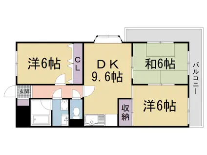 叡山電鉄 木野駅 徒歩6分 3階建 築38年(3DK/2階)の間取り写真