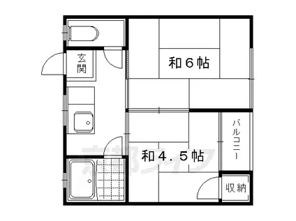 叡山電鉄 茶山・京都芸術大学駅 徒歩9分 3階建 築53年(2K/3階)の間取り写真