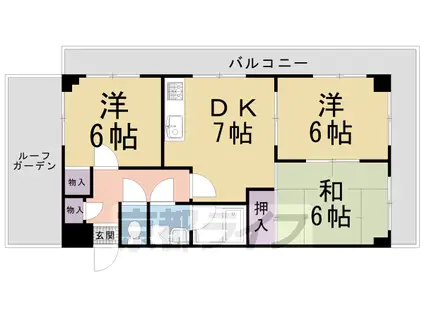 叡山電鉄 一乗寺駅 徒歩2分 6階建 築38年(3DK/6階)の間取り写真