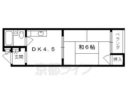 メモリー北白川(1DK/1階)の間取り写真