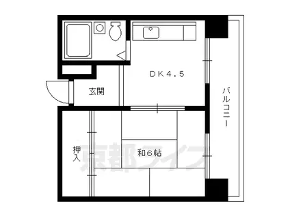 メモリー北白川(1DK/2階)の間取り写真