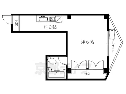叡山電鉄 元田中駅 徒歩3分 4階建 築36年(1K/3階)の間取り写真