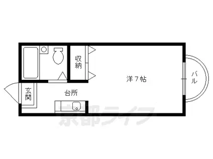 京都市烏丸線 鞍馬口駅 徒歩13分 3階建 築38年(1K/3階)の間取り写真