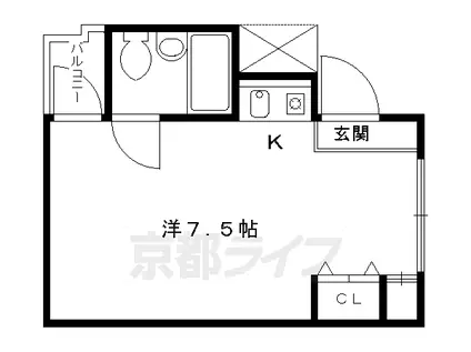 デトムワン京大前(1K/2階)の間取り写真