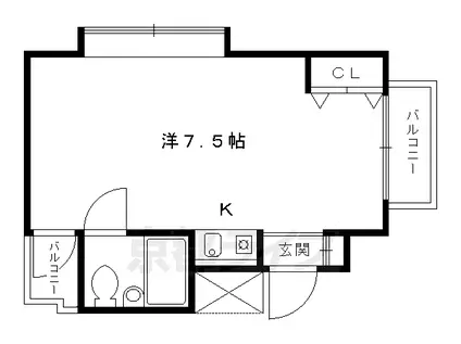 デトムワン京大前(1K/4階)の間取り写真