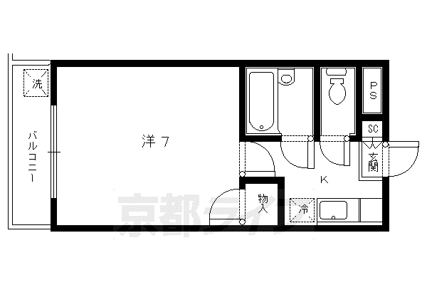 叡山電鉄 二軒茶屋駅(京都) 徒歩5分 4階建 築36年(1K/2階)の間取り写真
