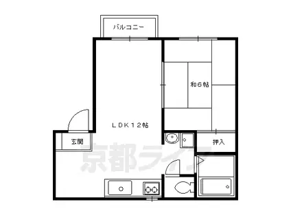 ティアー神光院(1LDK/2階)の間取り写真