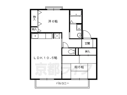叡山電鉄 岩倉駅(京都) 徒歩7分 2階建 築27年(2LDK/2階)の間取り写真