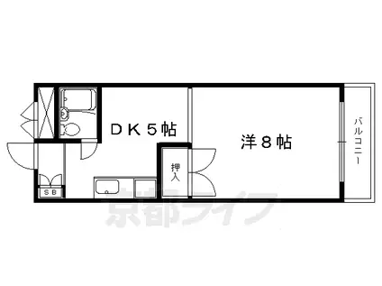 山陰本線 嵯峨嵐山駅 徒歩13分 3階建 築39年(1DK/2階)の間取り写真