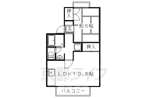 京都市烏丸線 北山駅(京都) 徒歩33分 2階建 築40年(1LDK/2階)の間取り写真