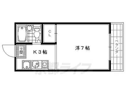 京都市烏丸線 北大路駅 徒歩22分 4階建 築47年(1K/2階)の間取り写真