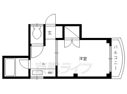 京福北野線 北野白梅町駅 徒歩5分 4階建 築35年(1K/2階)の間取り写真