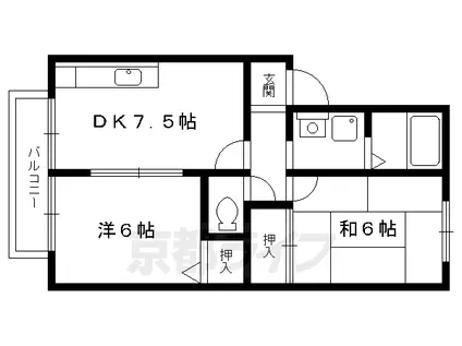叡山電鉄 木野駅 徒歩2分 2階建 築29年(2DK/2階)の間取り写真