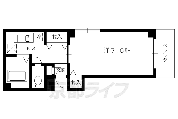 京都市烏丸線 北大路駅 徒歩18分 3階建 築31年(1K/1階)の間取り写真