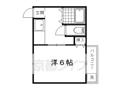 叡山電鉄 二軒茶屋駅(京都) 徒歩25分 2階建 築49年(1K/2階)の間取り写真