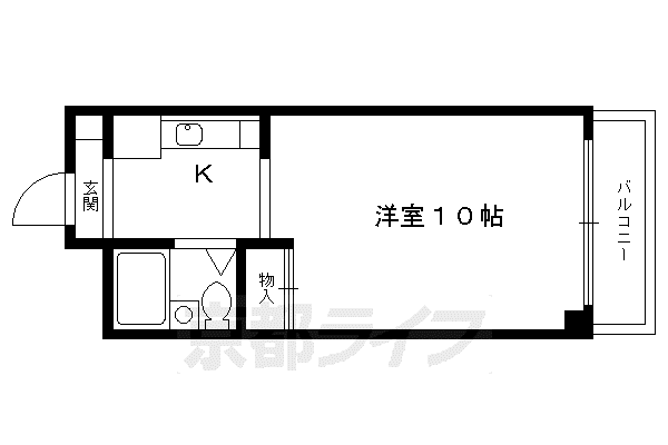 京福北野線 北野白梅町駅 徒歩1分 5階建 築38年(1K/4階)の間取り写真