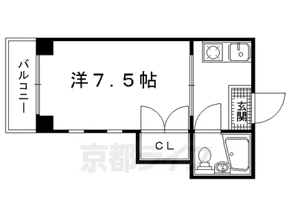京阪電気鉄道鴨東線 出町柳駅 徒歩12分 3階建 築40年(1K/1階)の間取り写真