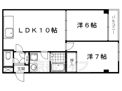 下鴨フラッツ(2LDK/2階)の間取り写真