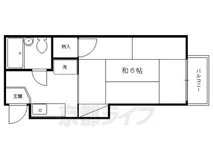 叡山電鉄 一乗寺駅 徒歩5分 2階建 築46年(1K/2階)の間取り写真