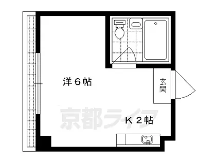 京阪電気鉄道鴨東線 神宮丸太町駅 徒歩3分 4階建 築46年(ワンルーム/4階)の間取り写真
