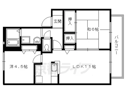 山陰本線 嵯峨嵐山駅 徒歩10分 2階建 築28年(2LDK/2階)の間取り写真