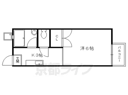 叡山電鉄 一乗寺駅 徒歩13分 2階建 築42年(1K/2階)の間取り写真