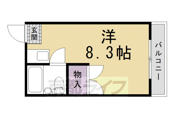 京福北野線 北野白梅町駅 徒歩12分 2階建 築38年(ワンルーム/1階)の間取り写真