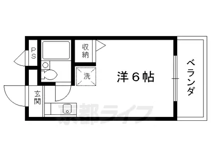 京都市烏丸線 北大路駅 徒歩20分 5階建 築29年(1K/5階)の間取り写真