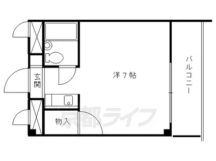 京都市烏丸線 松ケ崎駅(京都) 徒歩8分 3階建 築43年(1K/3階)の間取り写真