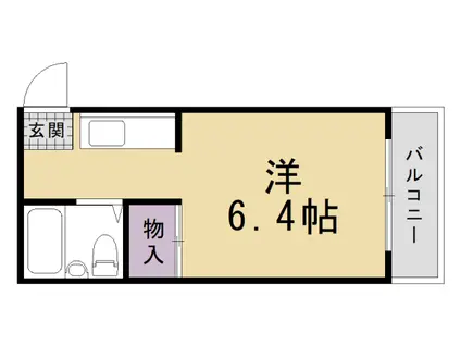 京都市烏丸線 松ケ崎駅(京都) 徒歩8分 3階建 築43年(1K/2階)の間取り写真