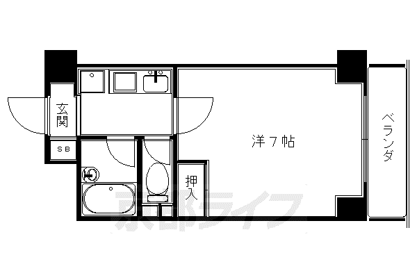 叡山電鉄 元田中駅 徒歩1分 6階建 築35年(1K/4階)の間取り写真