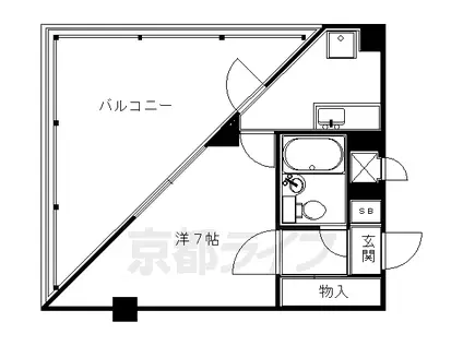 叡山電鉄 元田中駅 徒歩1分 6階建 築35年(1K/2階)の間取り写真