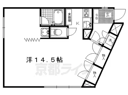京都市烏丸線 北大路駅 徒歩14分 4階建 築40年(1K/3階)の間取り写真