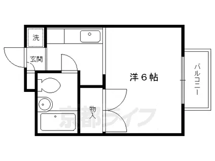 北大路ハイムB棟(1K/2階)の間取り写真
