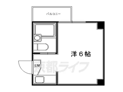 京阪電気鉄道鴨東線 神宮丸太町駅 徒歩5分 5階建 築48年(ワンルーム/3階)の間取り写真