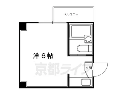 京阪電気鉄道鴨東線 神宮丸太町駅 徒歩5分 5階建 築48年(ワンルーム/3階)の間取り写真