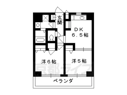 京都市烏丸線 今出川駅 徒歩5分 11階建 築32年(2DK/7階)の間取り写真