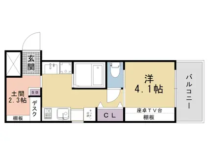 京都市烏丸線 今出川駅 徒歩7分 4階建 築39年(1K/4階)の間取り写真