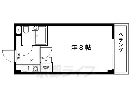 京阪電気鉄道鴨東線 出町柳駅 徒歩3分 4階建 築36年(1K/3階)の間取り写真