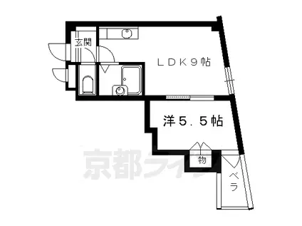 京阪電気鉄道鴨東線 出町柳駅 徒歩3分 4階建 築36年(1LDK/4階)の間取り写真