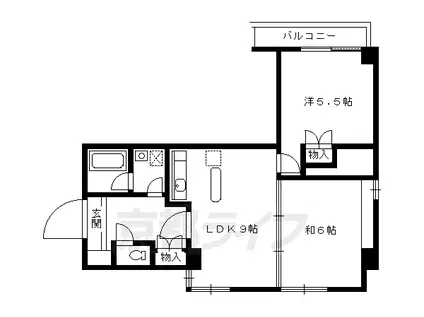 京阪電気鉄道鴨東線 出町柳駅 徒歩3分 4階建 築36年(2LDK/3階)の間取り写真