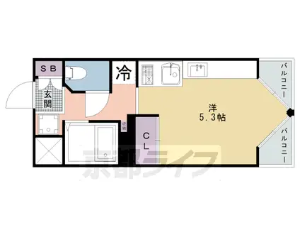 京都市烏丸線 鞍馬口駅 徒歩8分 4階建 築41年(ワンルーム/4階)の間取り写真