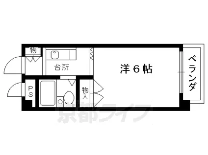 京都市烏丸線 今出川駅 徒歩10分 5階建 築40年(1K/2階)の間取り写真