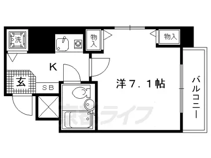 京都市烏丸線 今出川駅 徒歩9分 11階建 築34年(1K/7階)の間取り写真